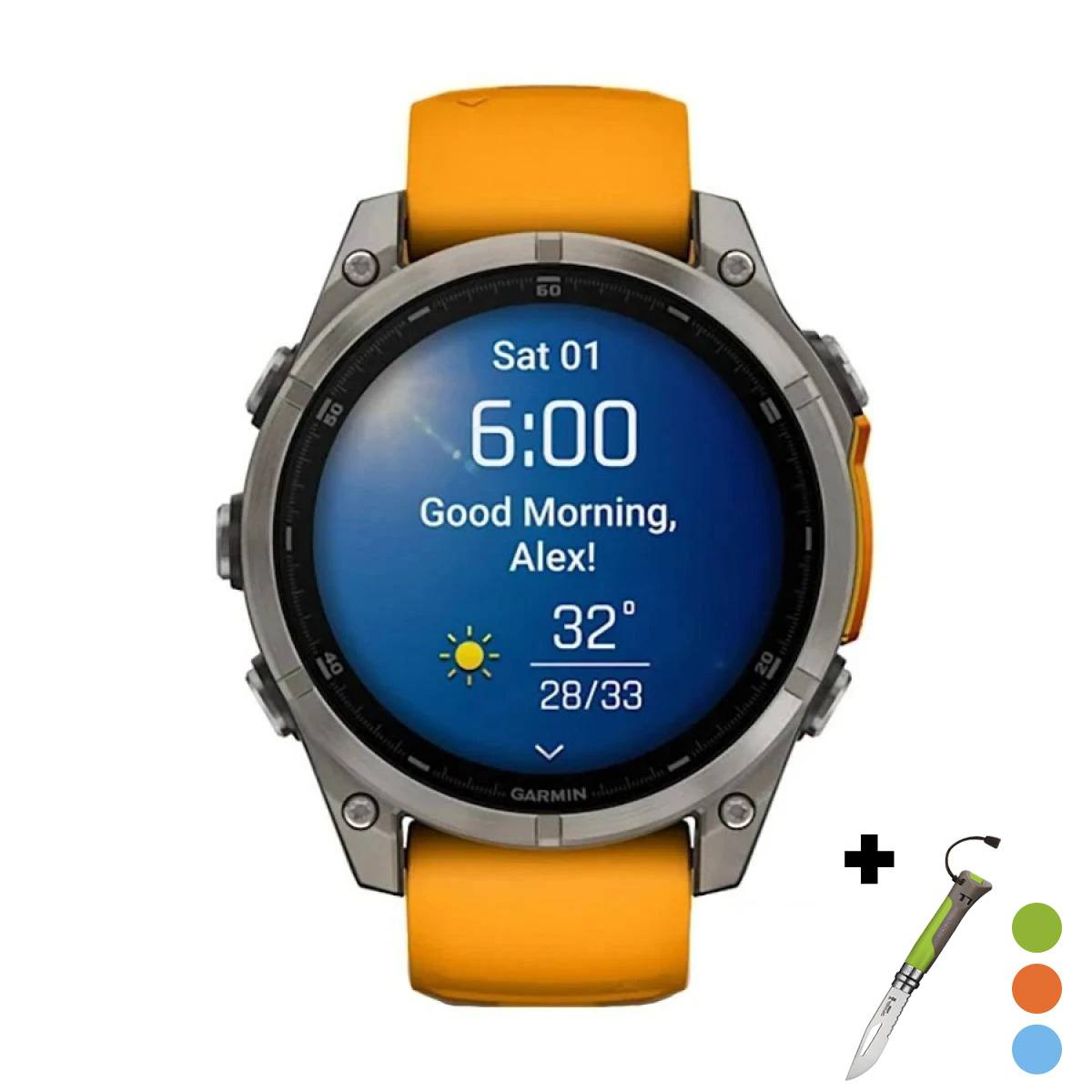 снимка на часовник Смарт часовник Garmin Fenix 8 Amoled 47 мм Sapphire Titanium/Spark Orange/Graphite Garmin 010-02904-11