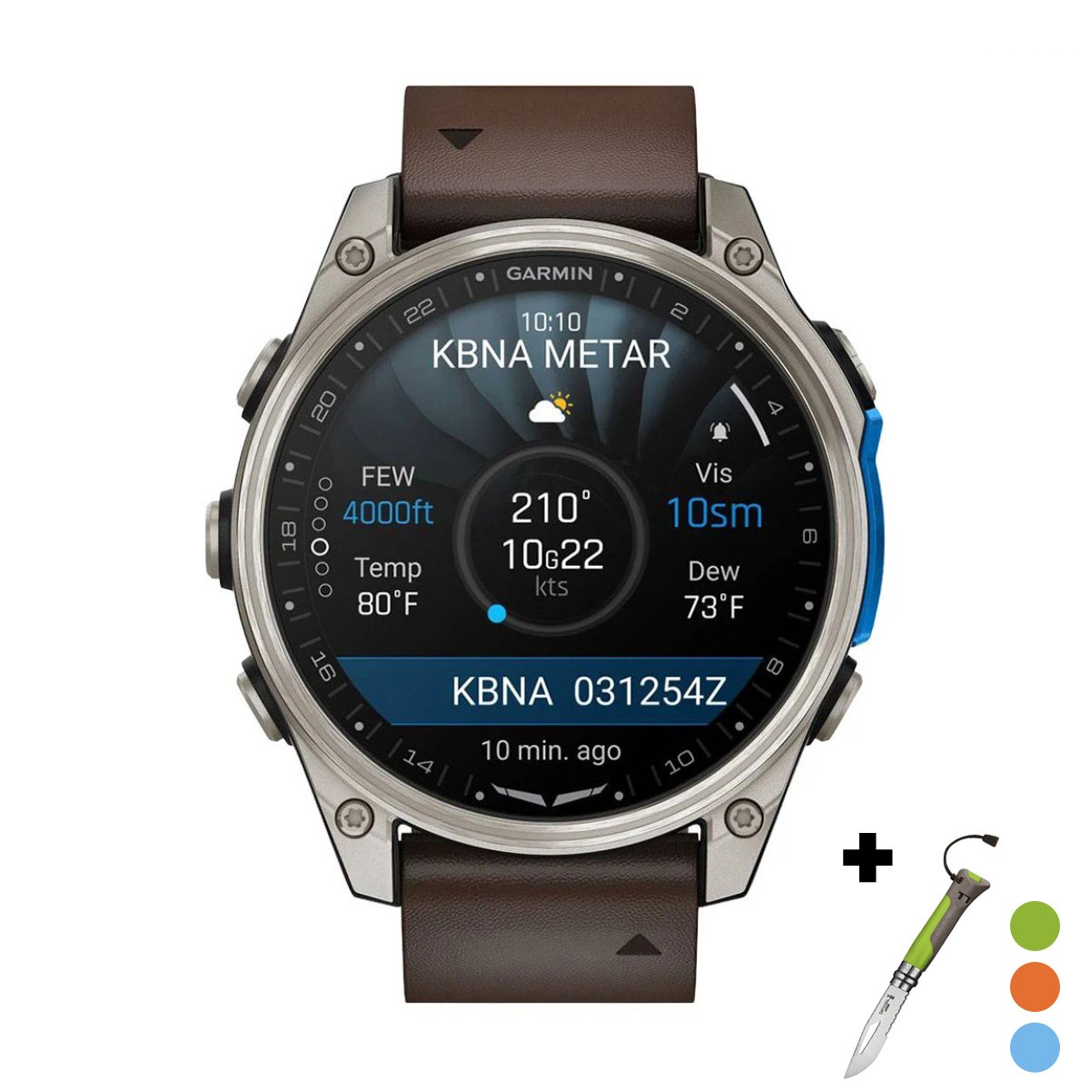 снимка на часовник Смарт часовник Garmin D2 Mach 2 Amoled 47 мм Titanium/Oxford Brown 010-02904-31