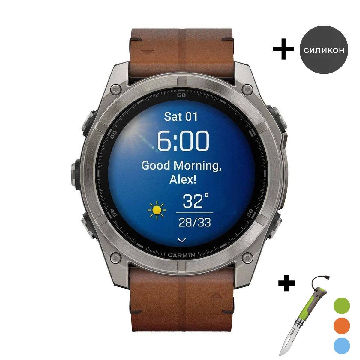 снимка на часовник Смарт часовник Garmin Fenix 8 Amoled 51 мм Sapphire Carbon Gray DLC Titanium/Chestnut Garmin 010-02905-40