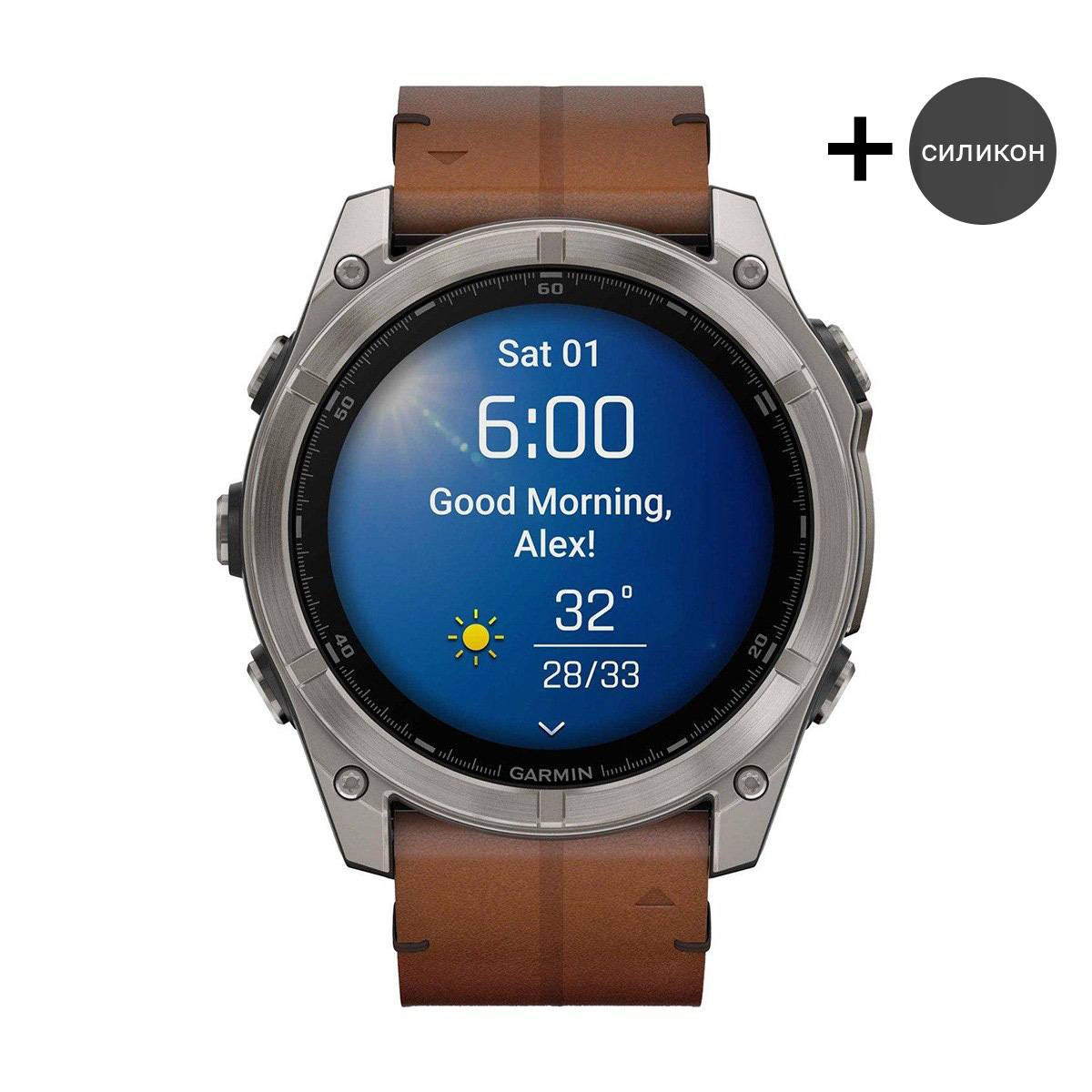 снимка на часовник Смарт часовник Garmin Fenix 8 Amoled 51 мм Sapphire Carbon Gray DLC Titanium/Chestnut Garmin 010-02905-40