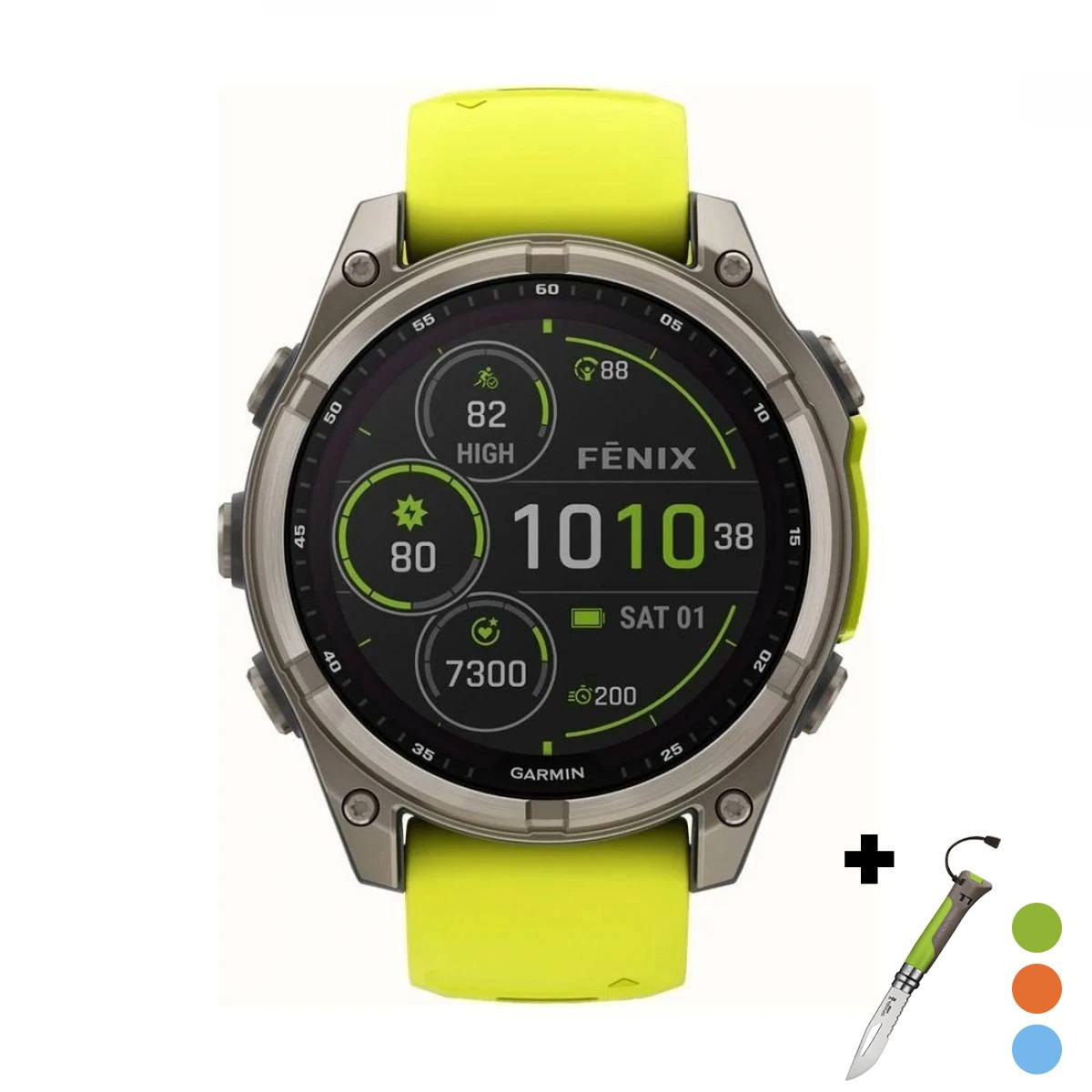 снимка на часовник Смарт часовник Garmin Fenix 8 Solar 47 мм Sapphire Titanium/Amp Yellow/Graphite Garmin 010-02906-21