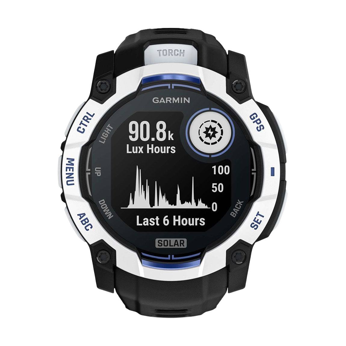 снимка на часовник Смарт часовник Garmin Instinct 3 Solar 50 мм Whitestone/Black/Bolt Blue 010-02935-03