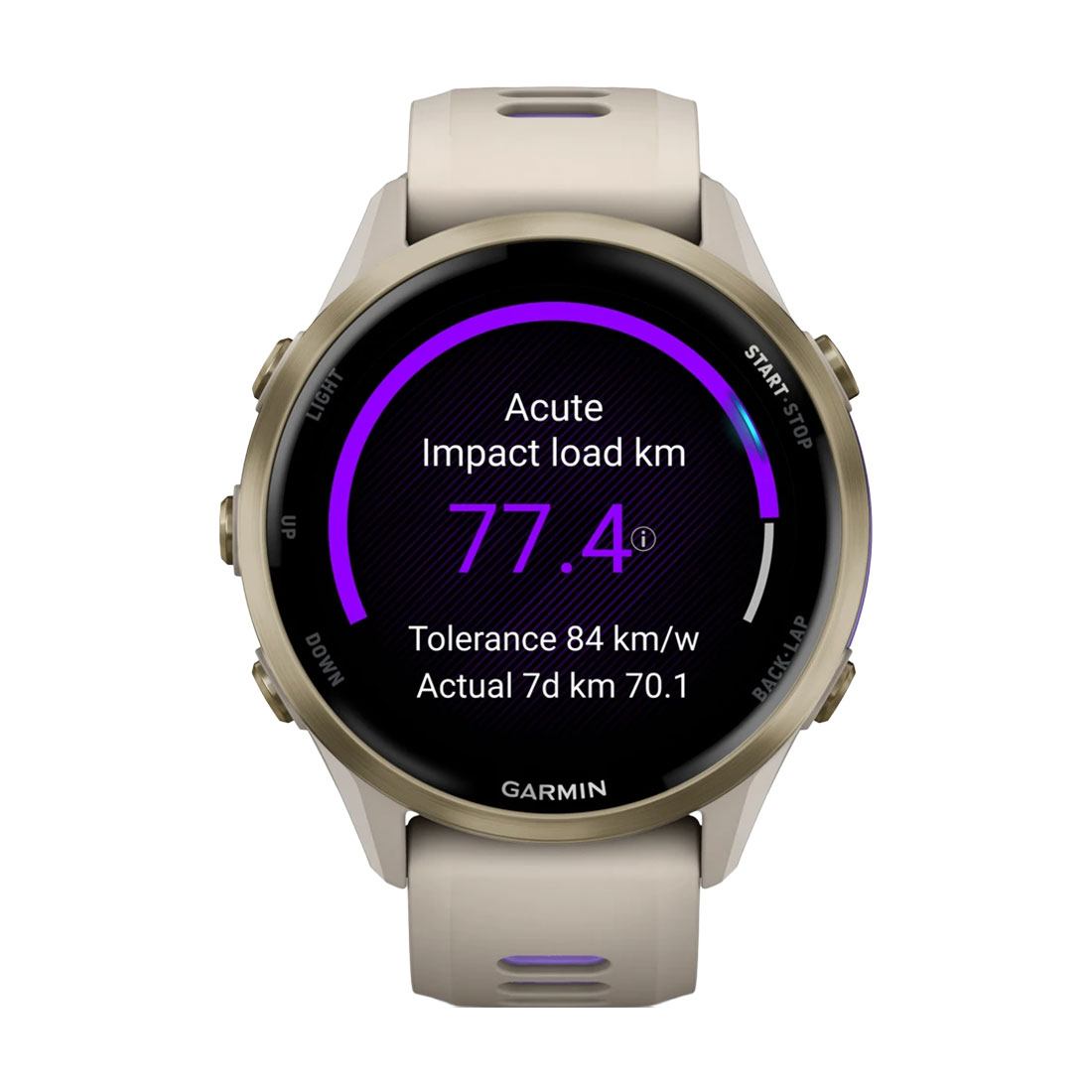 снимка на часовник Смарт часовник Garmin Forerunner 970 Amoled 47 мм Sapphire Soft Gold/French Grey/Indigo 010-02969-12