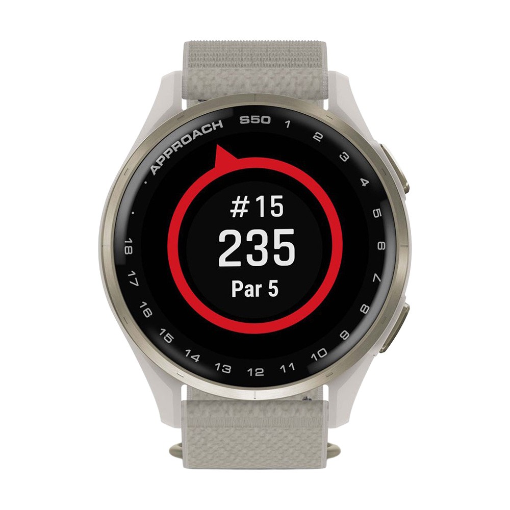 снимка на часовник Смарт часовник Garmin Approach S50 Amoled 43 мм S/M Cream Gold Aluminium/Ivory 010-03010-01