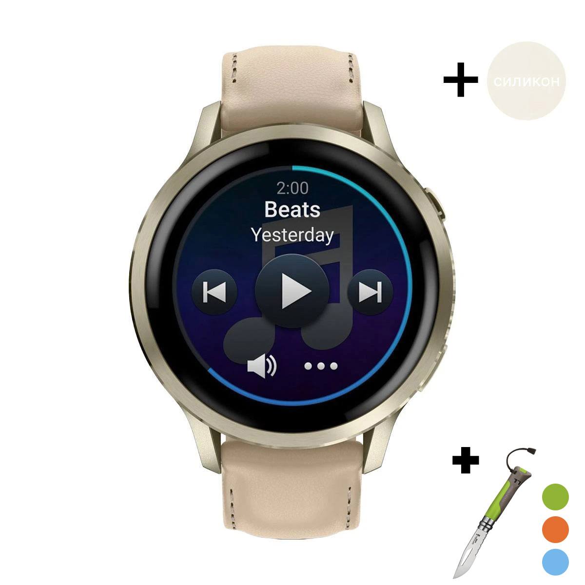 снимка на часовник Смарт часовник Garmin Venu 4 Amoled 41 мм Gorilla 3 Lunar Gold/Light Sand/Bone 010-03013-03