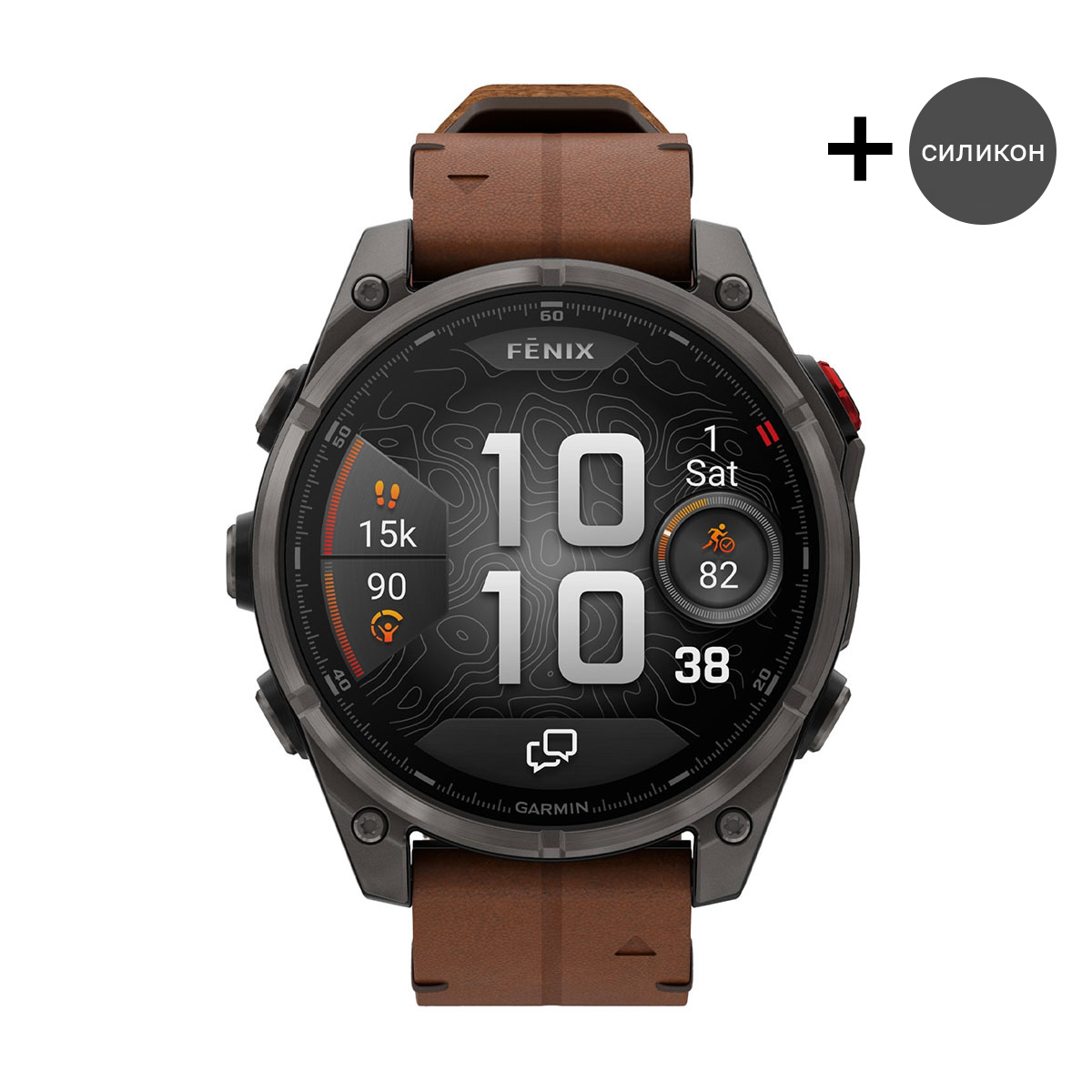 снимка на часовник Смарт часовник Garmin Fenix 8 Pro Amoled 47 мм Sapphire Carbon Grey DLC Titanium/Chestnut/Grey 010-03198-40