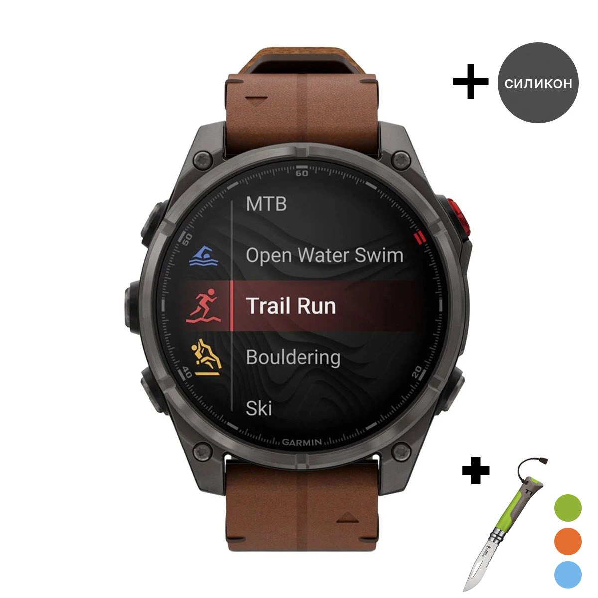 снимка на часовник Смарт часовник Garmin Fenix 8 Pro Amoled 51 мм Sapphire Carbon Grey DLC Titanium/Chestnut 010-03199-40